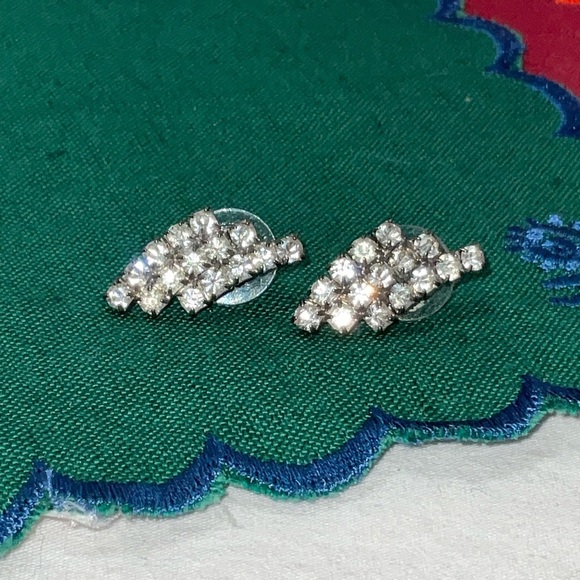 Silver Teardrop Cluster Earrings vintage - Picture 2 of 5